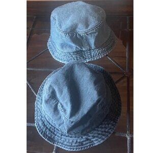 Blue Denim Bucket Hats (2): Liz Claiborne, Triangle Sport Headwear Size Large